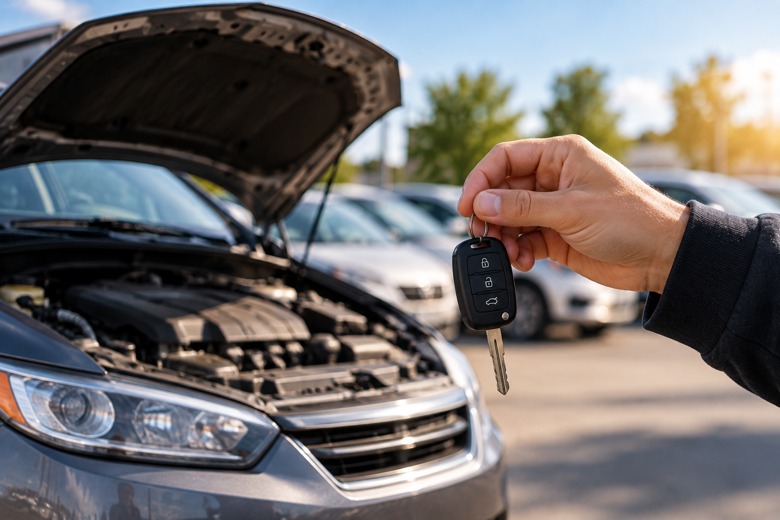 broken car in connecticut with a key in front of it