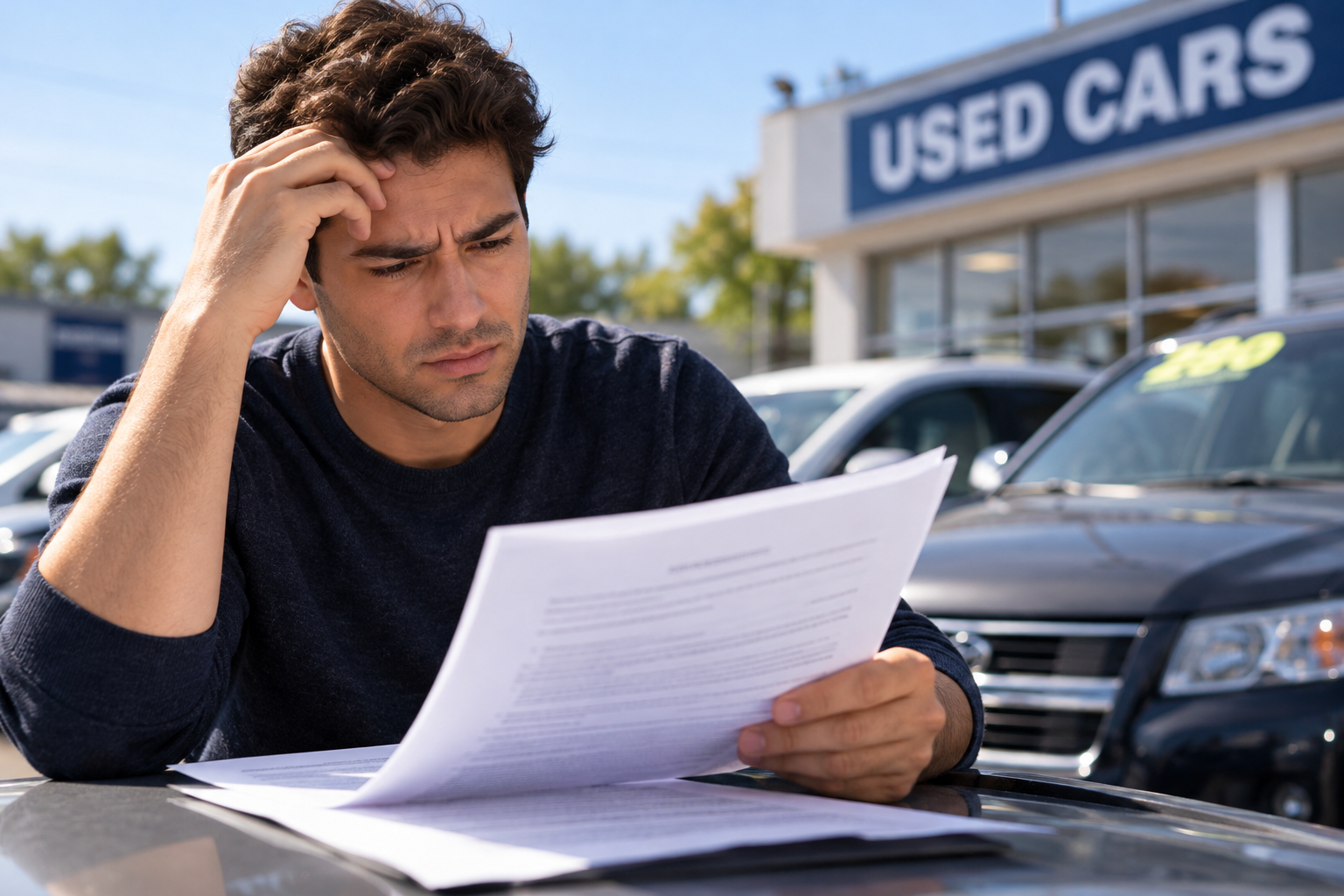 man buys lemon car from used car dealer